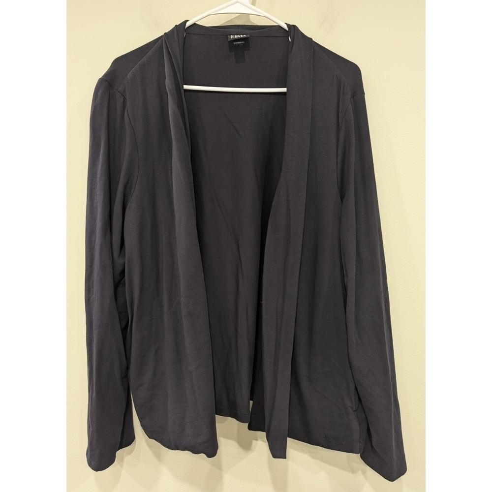 Eileen Fisher Navy Blue Cotton Lycra Open Cardigan Size XL